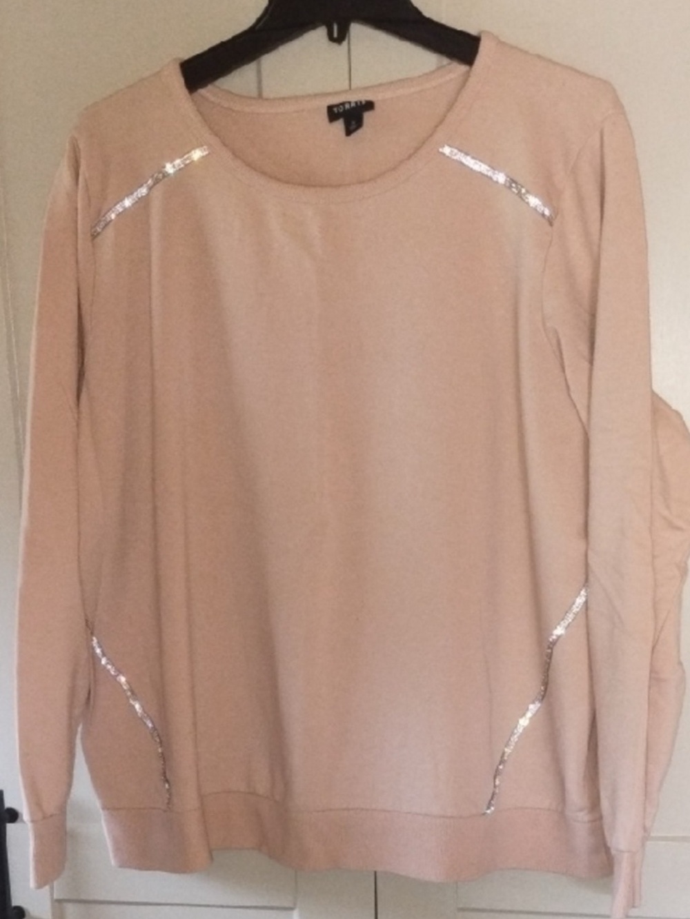 torrid Blush Pink Crewneck Sweatshirt with Rhinestone Sequin Accents